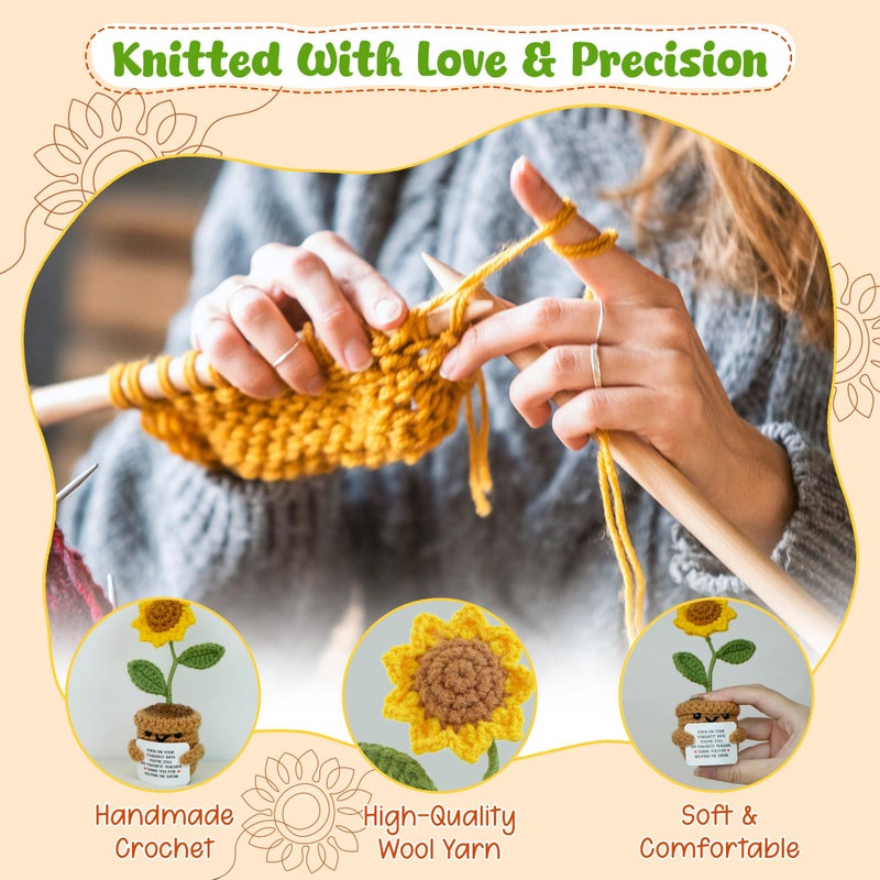 OASSIE Teacher Appreciation Gifts - Mini Handmade Positive Sunflower Crochet with Message Card - Teachers Day Graduation End of The Year Birthday Christmas Thank You Gifts for Teachers Women - Image 4